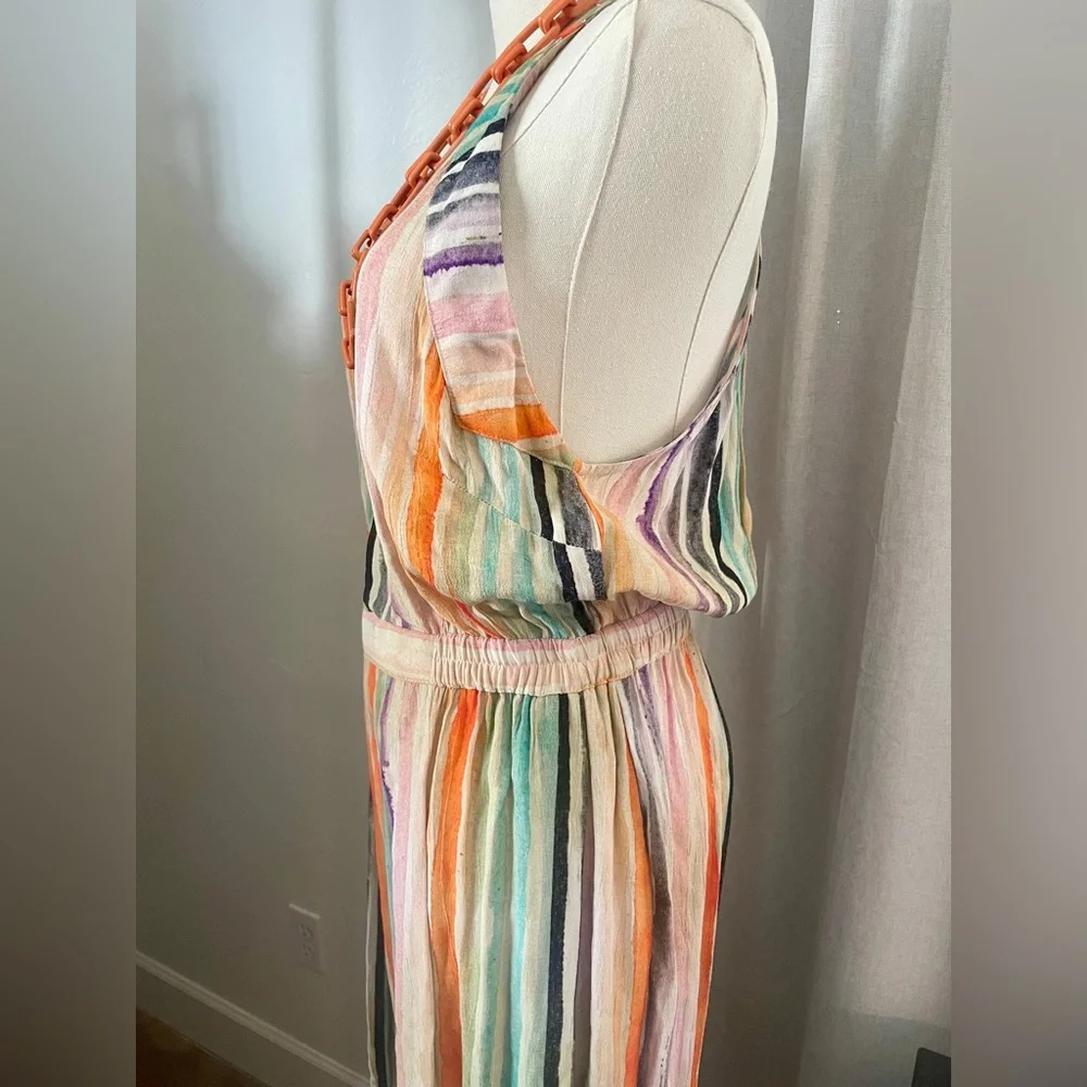 Anthropologie BL^NK London Gallery Row Rainbow Striped Halter Jumpsuit - Picture 9 of 14